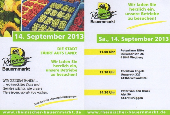 Rheinischer Bauernmarkt - Hofbesichtigungen am 14.09.2013